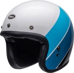 Bell Custom 500 Riff Gloss White/Blue Open-Face Helmet