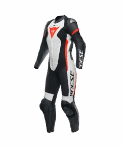 Dainese Grobnik Lady Leather 1PC Suit Perf. Black/White/Fluo-Red