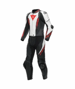 Dainese Laguna Seca 5 2PCS Leather Suit Black/White/Lava-Red