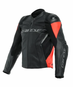 Dainese Racing 4 Leather Jacket Black-Fluo-Red