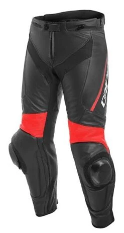 Dainese DELTA 3 Leather Pants BLACK/BLACK/FLUO-RED